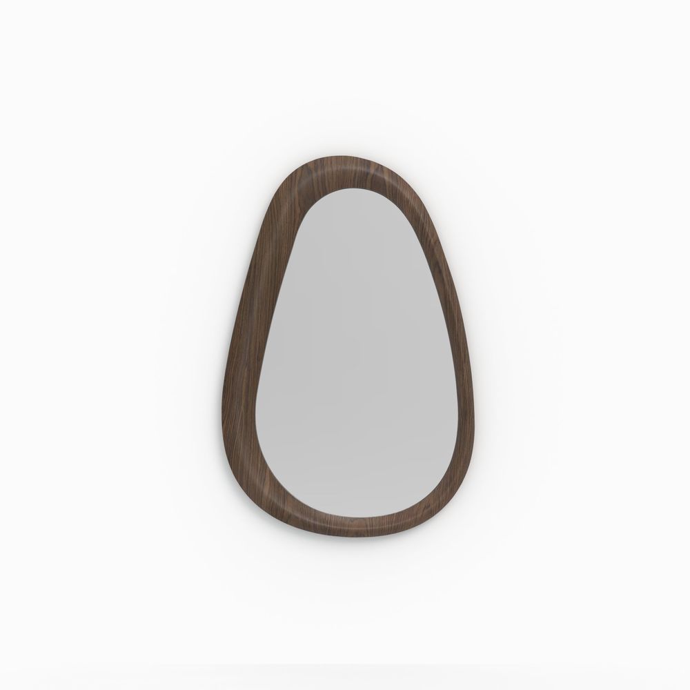 Yoko-miroir ovale en placage noyer, 80 x 120 cm