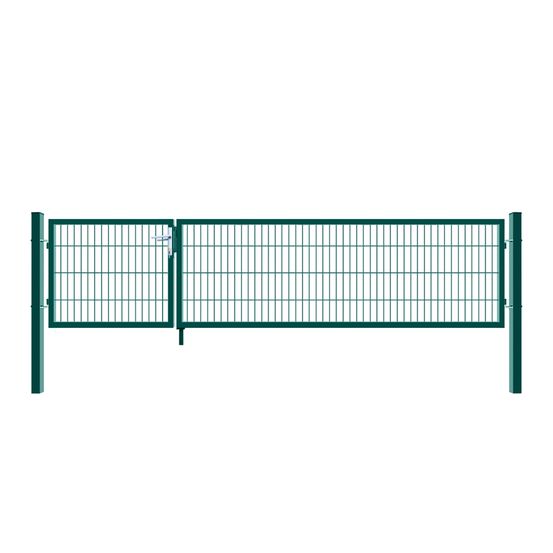 Home deluxe - portail de jardin à double battant aditus - vert, 100 x 350 cm - avec poignée, serrure, clés et verrouillage au sol i
