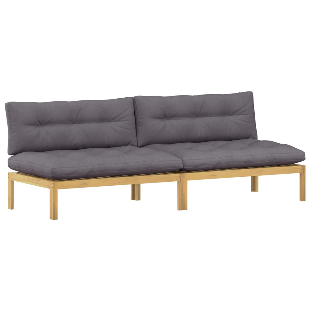 Unité de canapé du milieu acacia clair et gris foncé