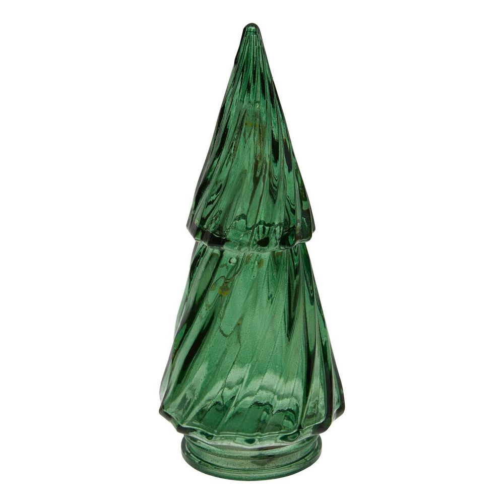 Sapin de noël lumineux en verre 5 led blanc chaud h. 13 cm à piles