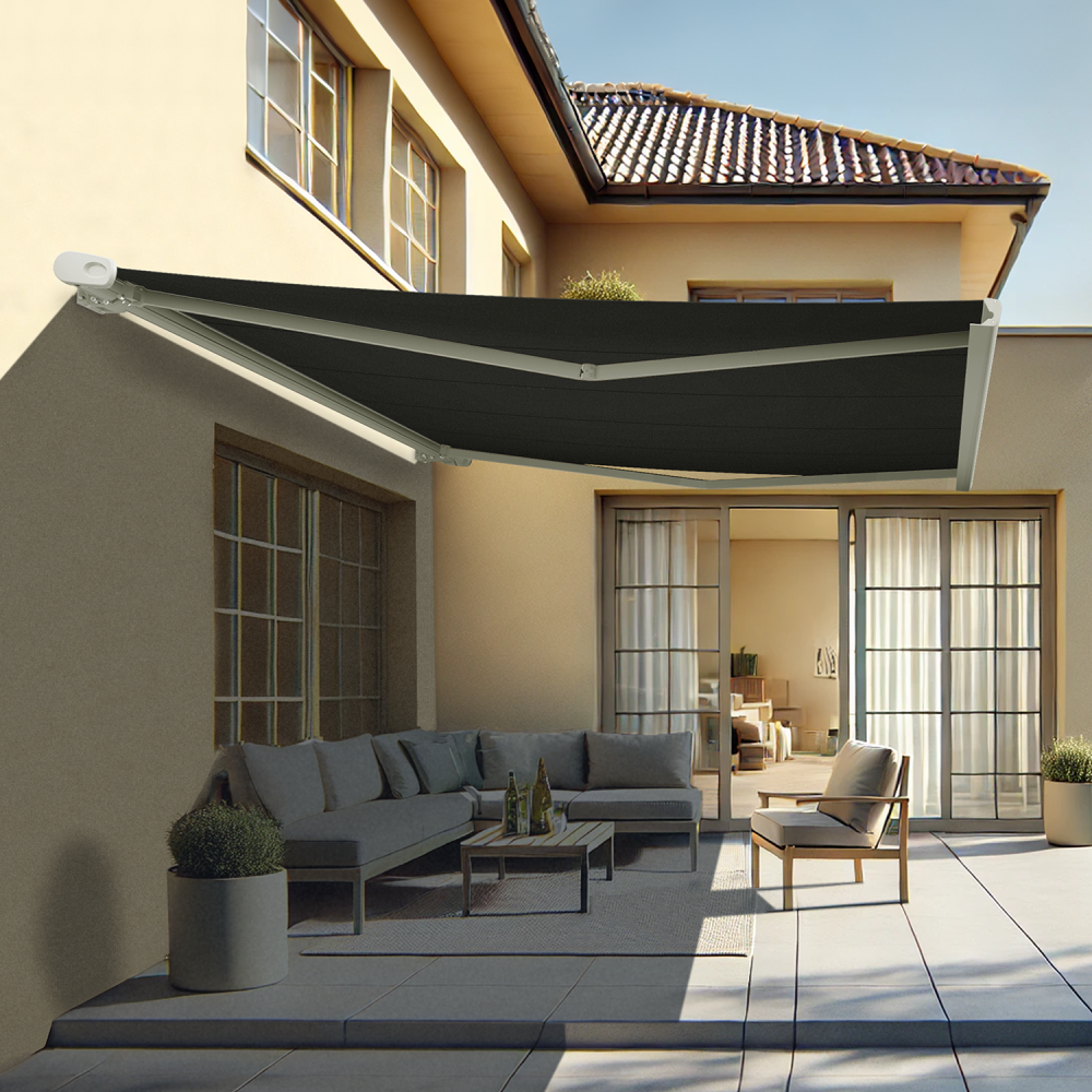 Store banne coffre yukon (manuelle - gris graphite - blanc - 3,00 x 2,00m)