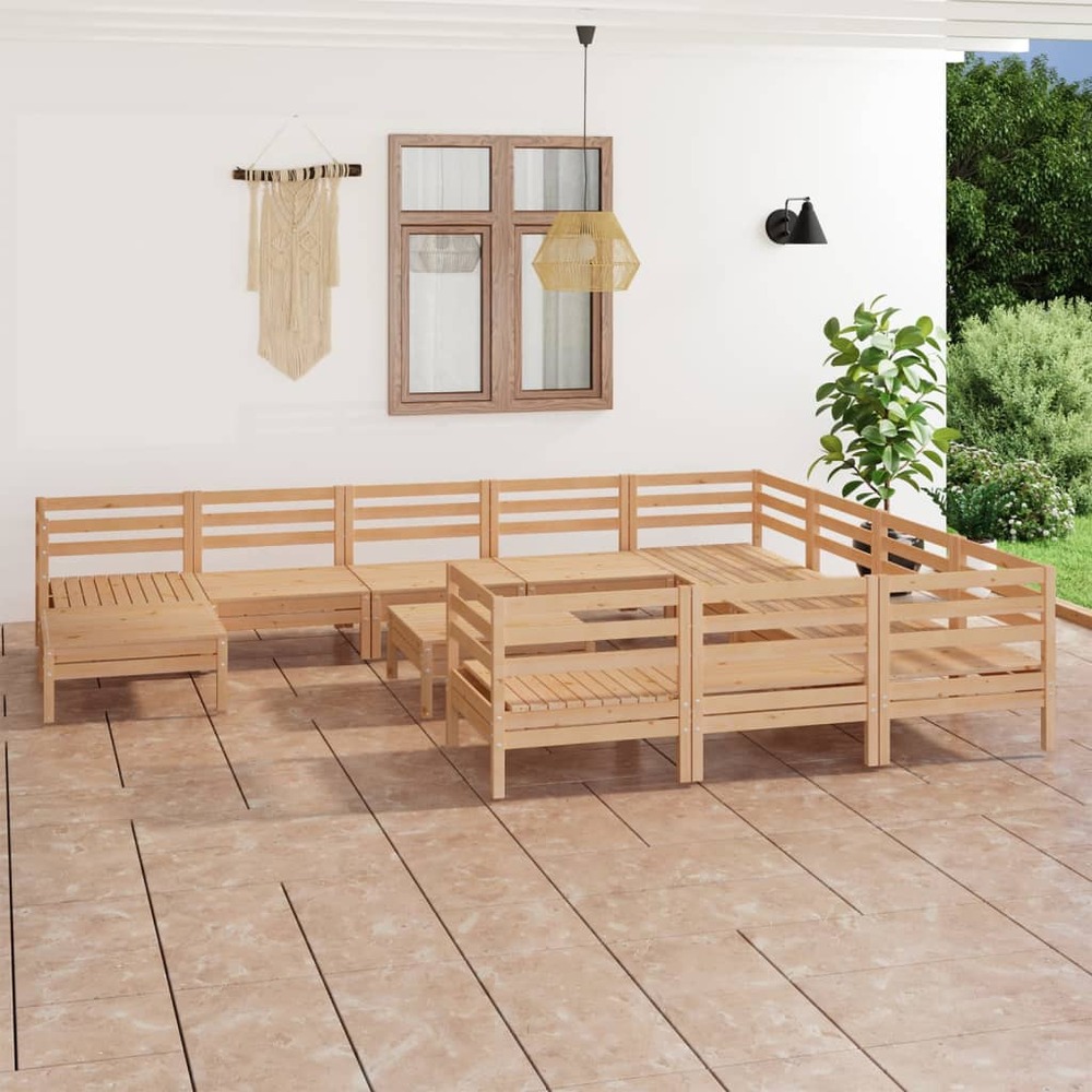 Salon de jardin 12 pcs bois de pin massif
