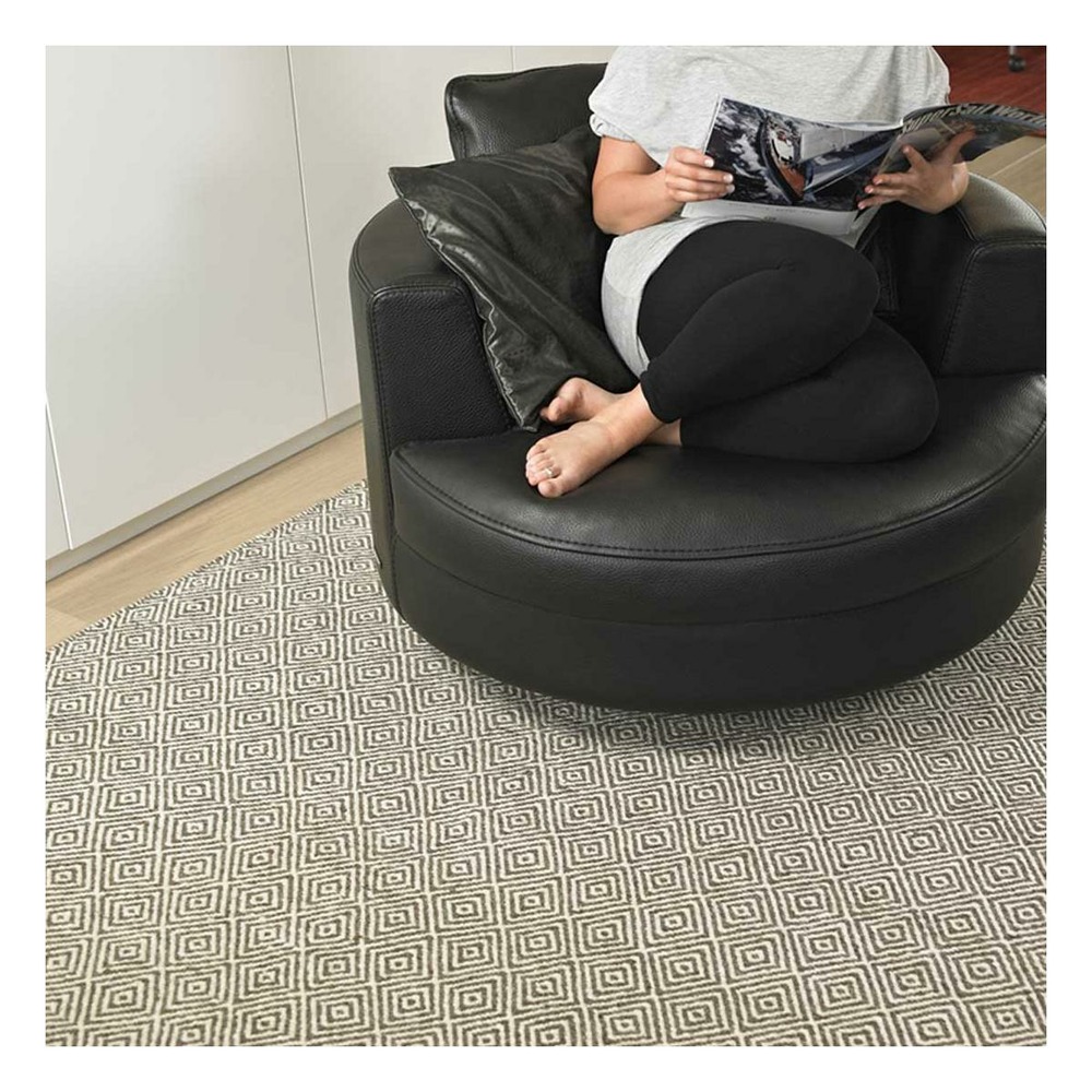 Tapis kilim 200x300 rectangle fait main en laine gris motif géométrique