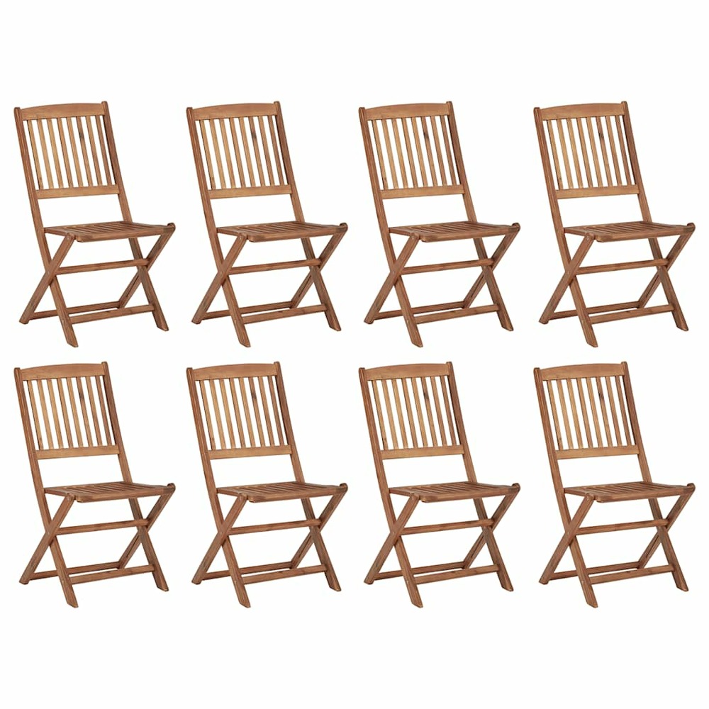 Chaises pliables d'extérieur et coussins lot de 8 bois d'acacia