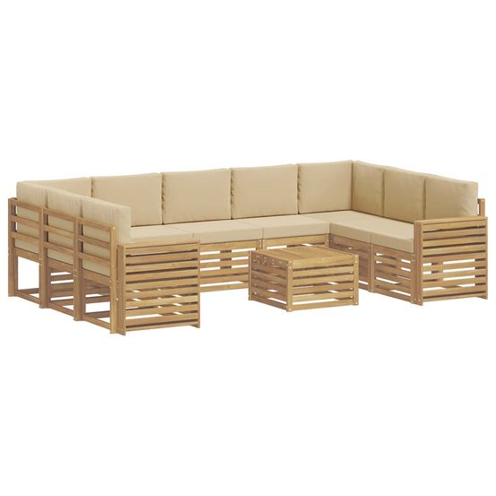 Ensemble de canapés d'extérieur 10 pc blanc et beige polyester