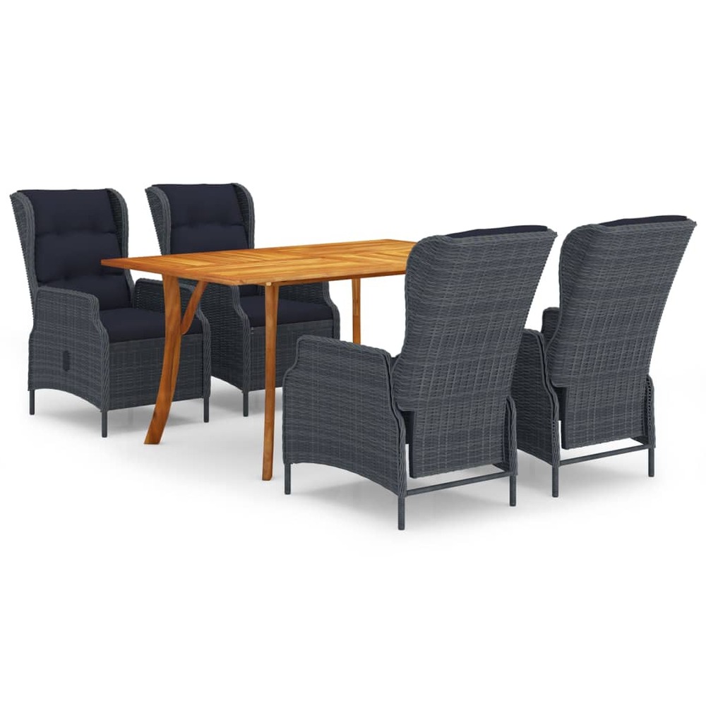 Ensemble de salle à manger de jardin 5 pcs gris foncé