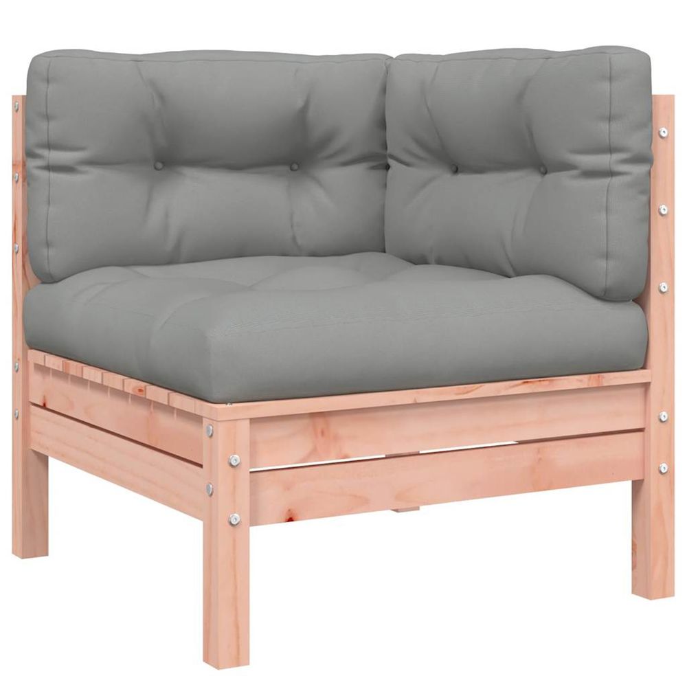 Canapé d'angle de jardin avec coussins bois massif douglas