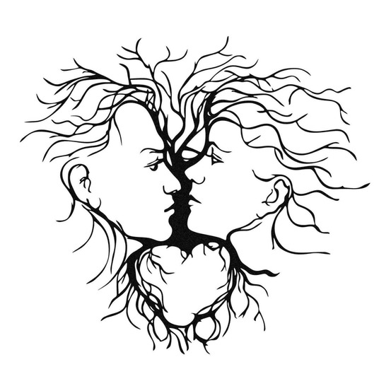 Décoration murale en métal nature arbres et couple