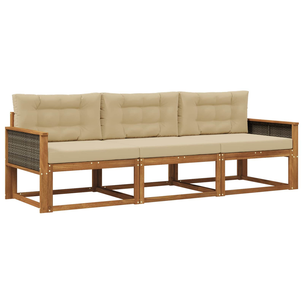 Ensemble de canapés d'extérieur 3 pcs naturel et beige