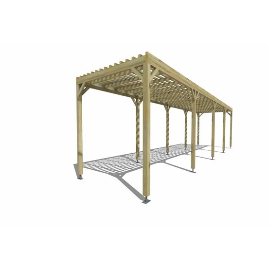 Pergola bois • 10m x 2m • indépendante • sens profondeur • lattage bois • livraison comprise