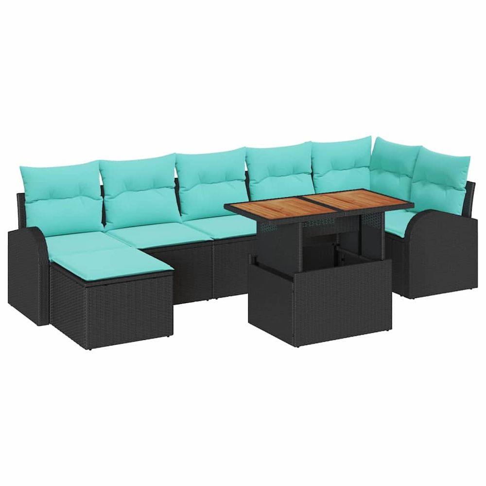 Ensemble de canapé de jardin 8 pc noir poly rotin