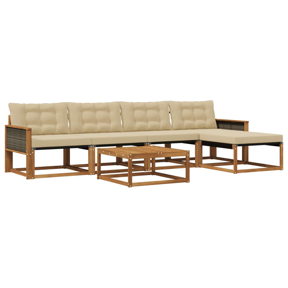 Ensemble de canapés d'extérieur 6 pcs naturel et beige