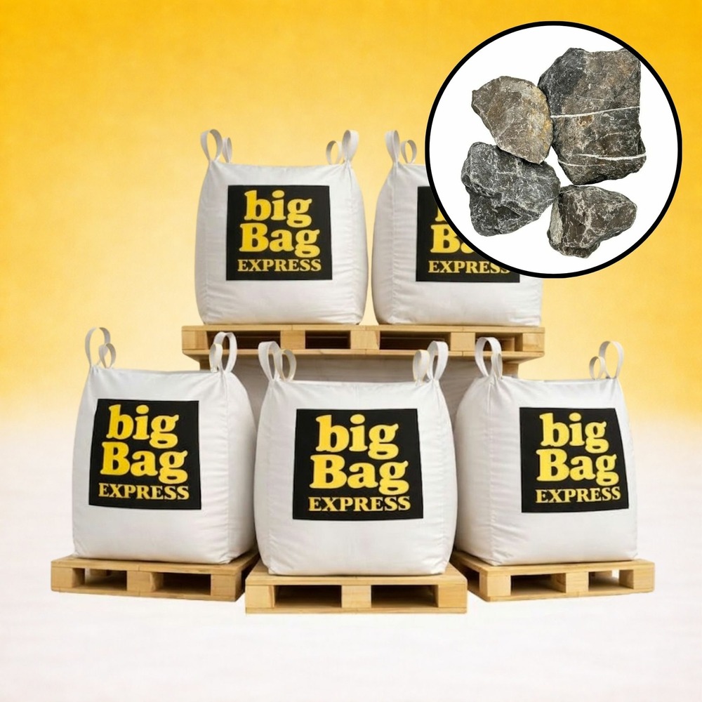Pack 5 x big bag de +/- 1,5t ballast ou pierre à gabion gris ø 80/150 mm - livraison premium