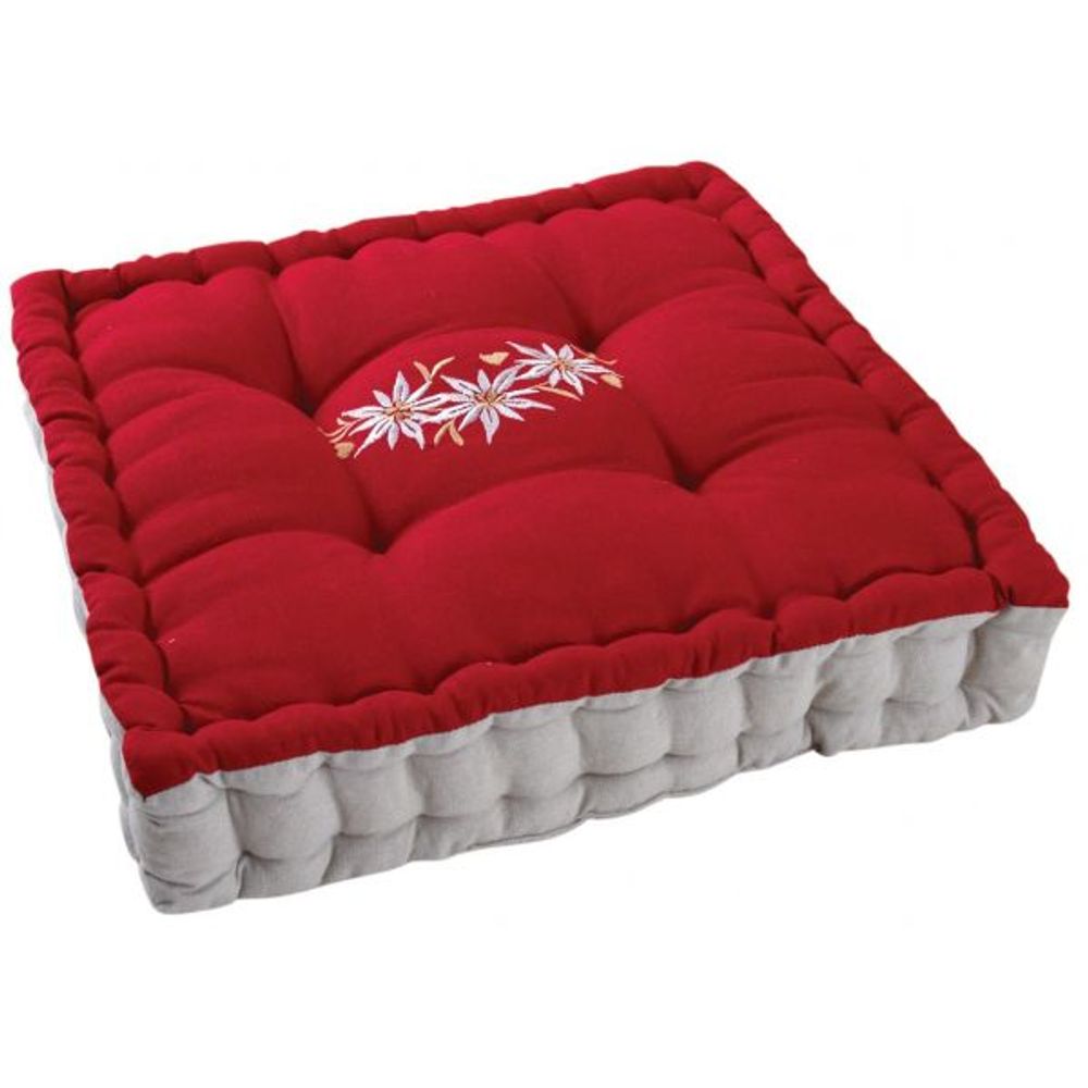 Coussin carré en coton et lin edelweiss