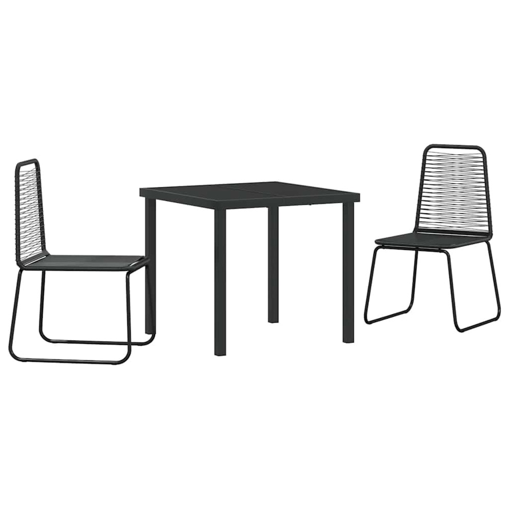 Ensemble de salle à manger pour jardin 3 pcs noir