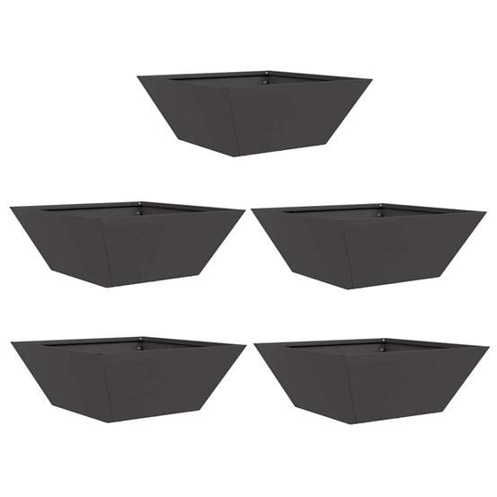 Cache-pot de jardin 5 pcs noir 40 x 40 x 15 cm