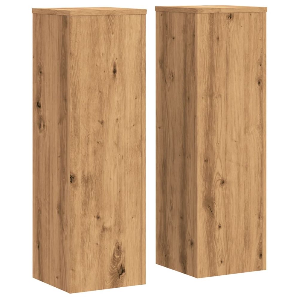 Supports pour plantes meuble fleurs lot de 2 artisanal bois d'ingénierie marron