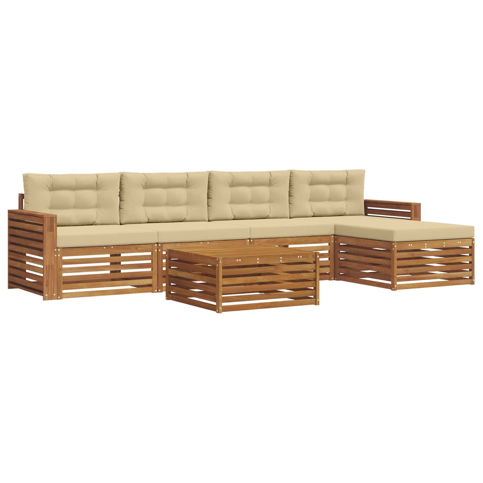 Ensemble de canapés d'extérieur 6 pcs naturel et beige