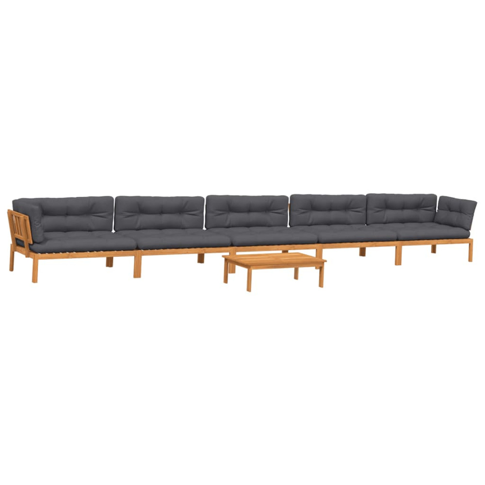 Salon palette de jardin avec coussins 6pcs bois d'acacia massif