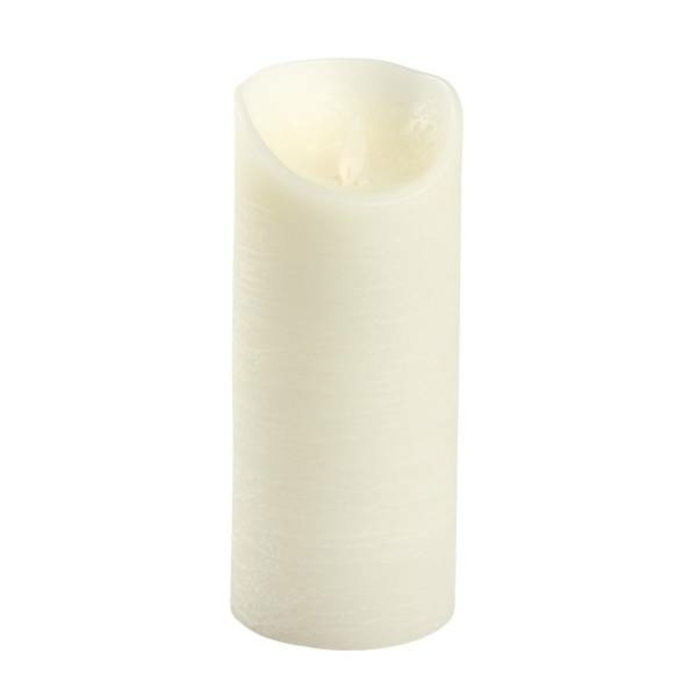 Bougie led en cire rustique ivoire à piles imitation flamme vacillante h18cm timer blanc chaud lotti