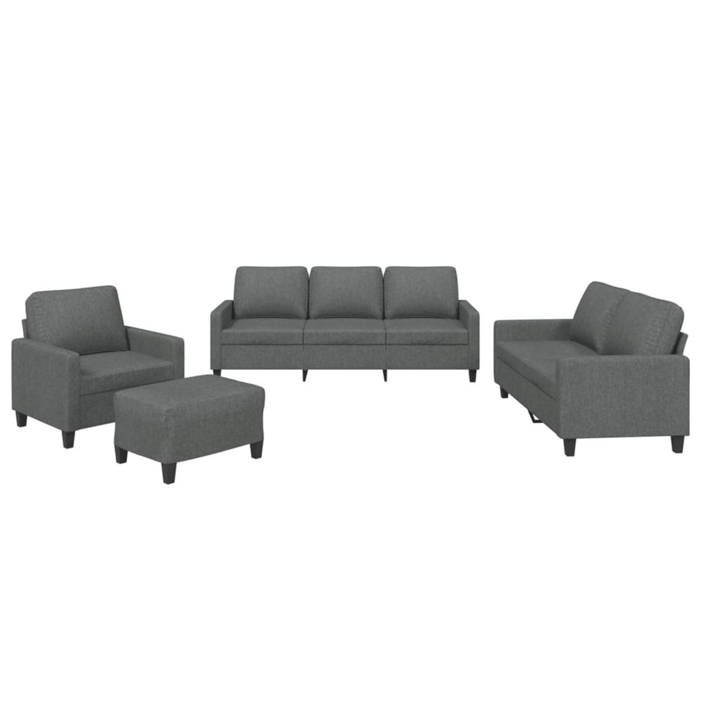 Ensemble de canapés 4 pcs avec coussins gris foncé tissu