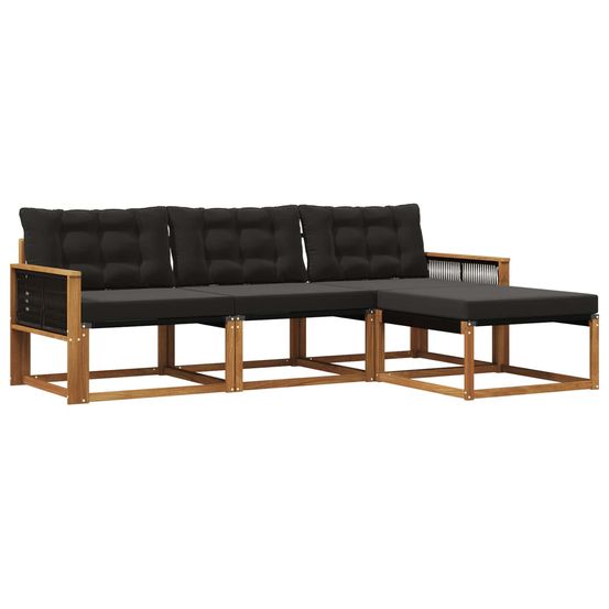 Ensemble de canapés d'extérieur 4 pc naturel et noir