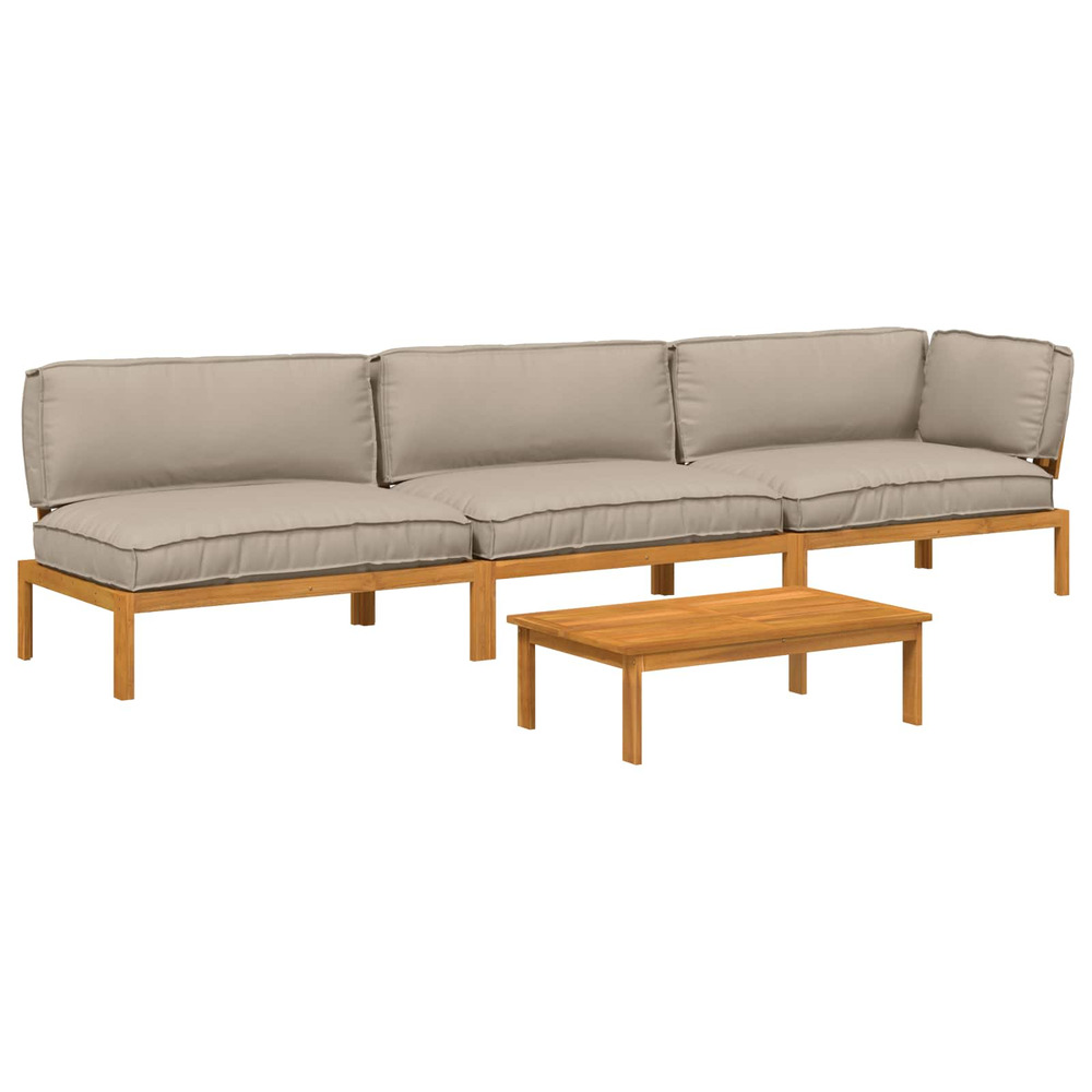Ensemble de canapés uni 4 pcs taupe bois d'acacia massif