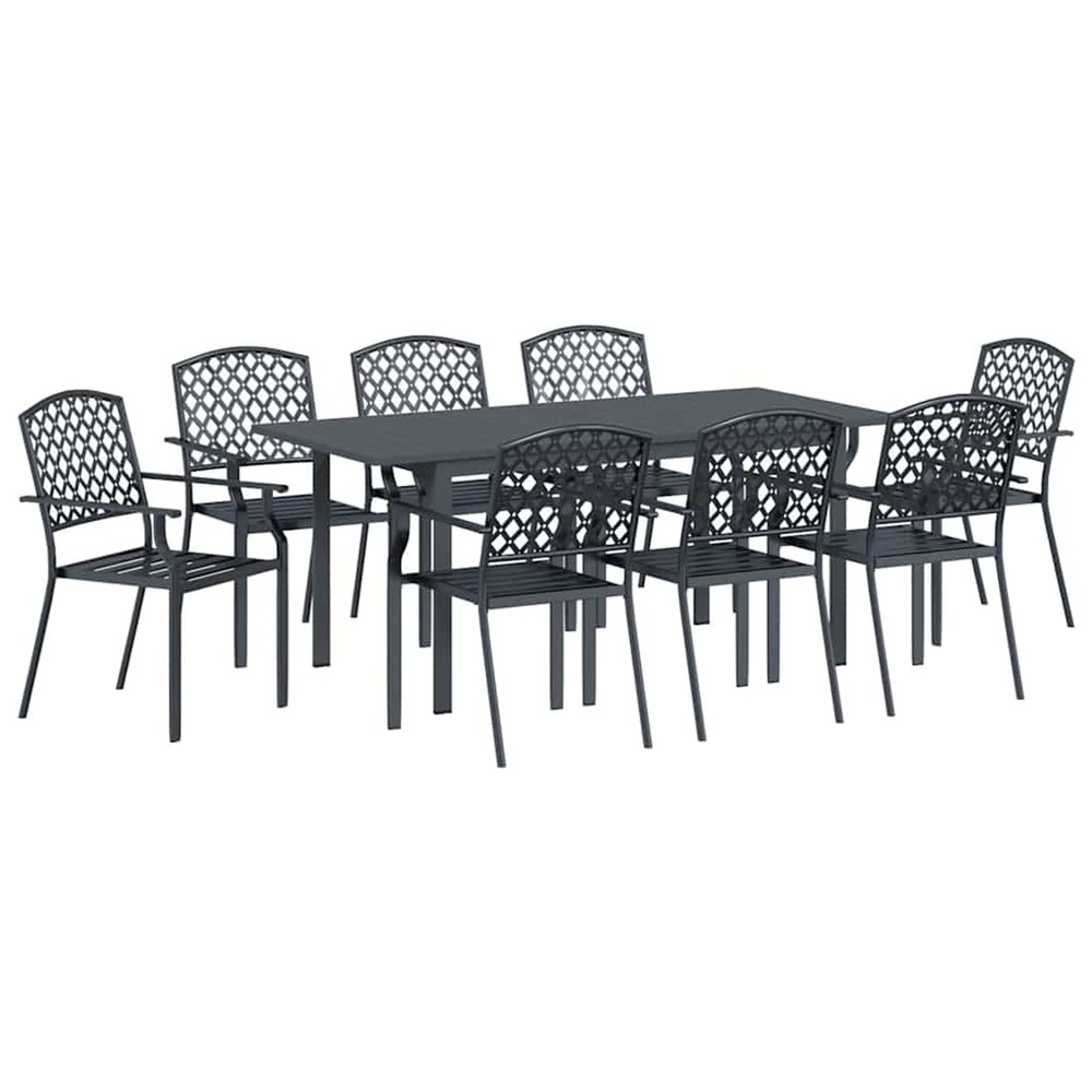 Ensemble de salle à manger pour jardin 9 pcs anthracite