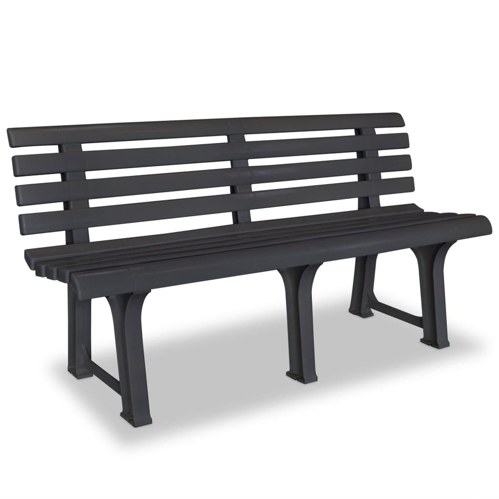 Banc de jardin meuble de patio d'extérieur terrasse 145,5 cm plastique anthracite
