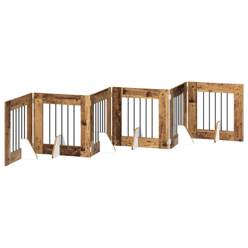 Porte de chien pliable avec supports 6 pc bois ancien 362 cm