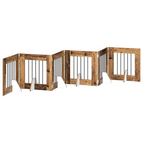 Porte de chien pliable avec supports 6 pc bois ancien 362 cm