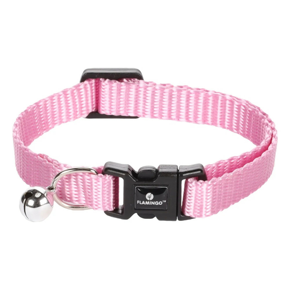 Collier réglable de 19 à 30 cm rose avec clochette pour chat