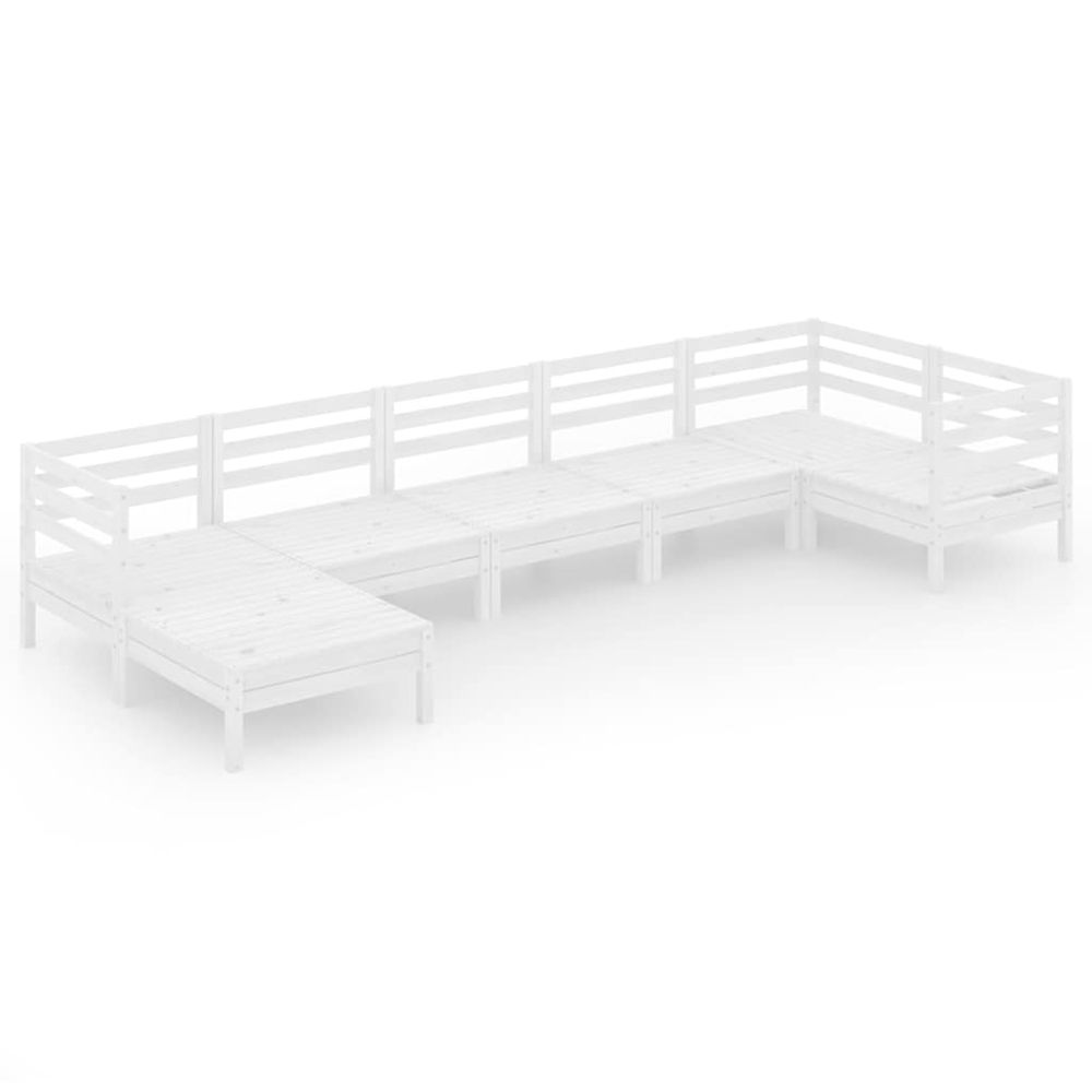 Salon de jardin 7 pcs bois de pin massif blanc