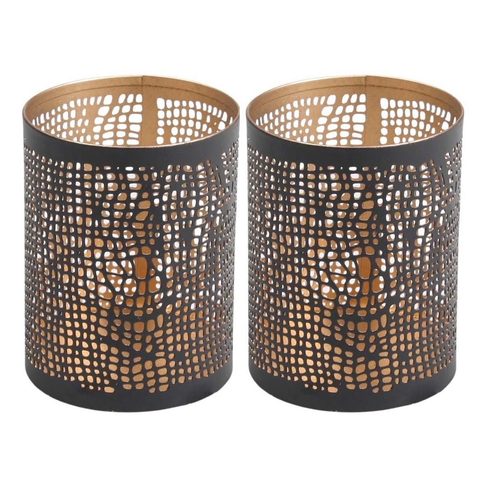 Photophore en métal ajouré 7.5 x 10 cm (lot de 2)