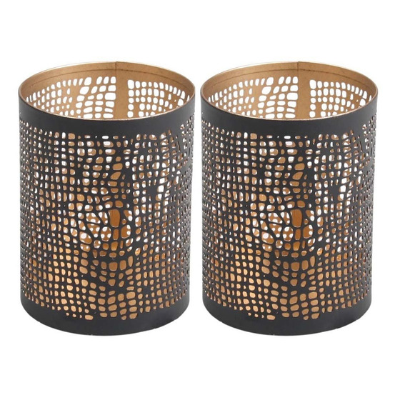 Photophore en métal ajouré 7.5 x 10 cm (lot de 2)