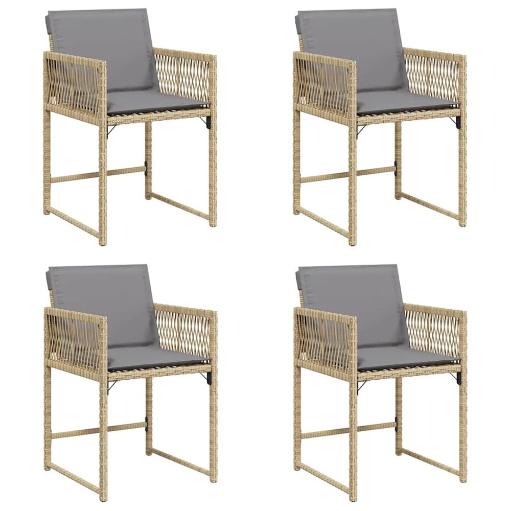 Chaises de jardin avec coussins lot de 4 mélange beige