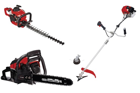 Kit thermique 3 en 1 jardin einhell – débroussailleuse, taille-haie, tronçonneuse