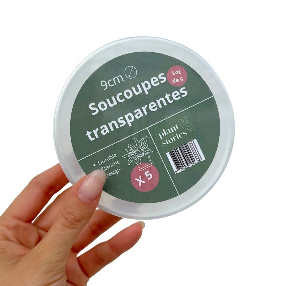 Soucoupes transparentes pour plantes - soucoupes rigides - coupelles pour plantes - pot de 9cm - x10 unités