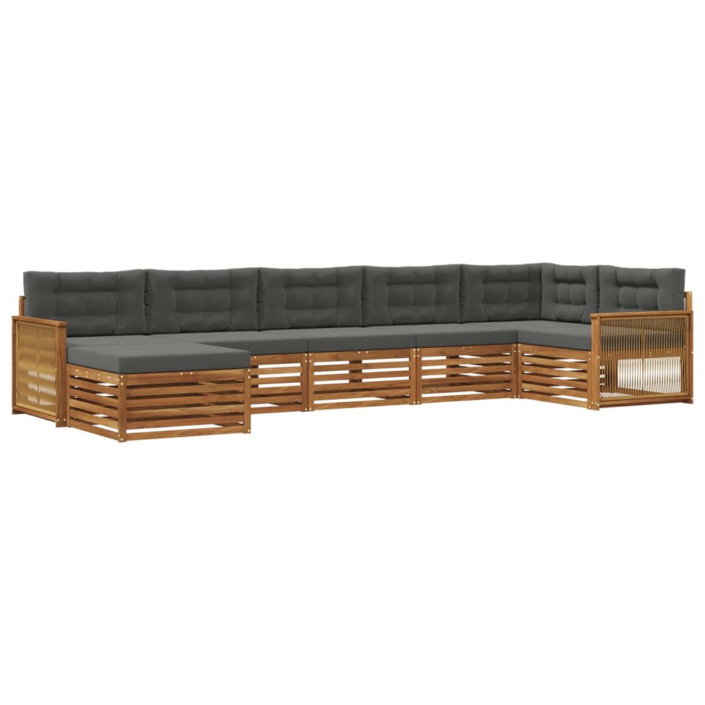 Ensemble de canapés d'extérieur 7 pc naturel et anthracite