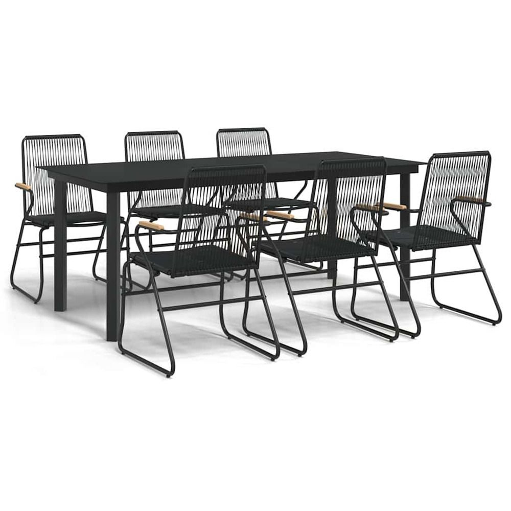 Ensemble à manger de jardin 7 pcs noir rotin pvc