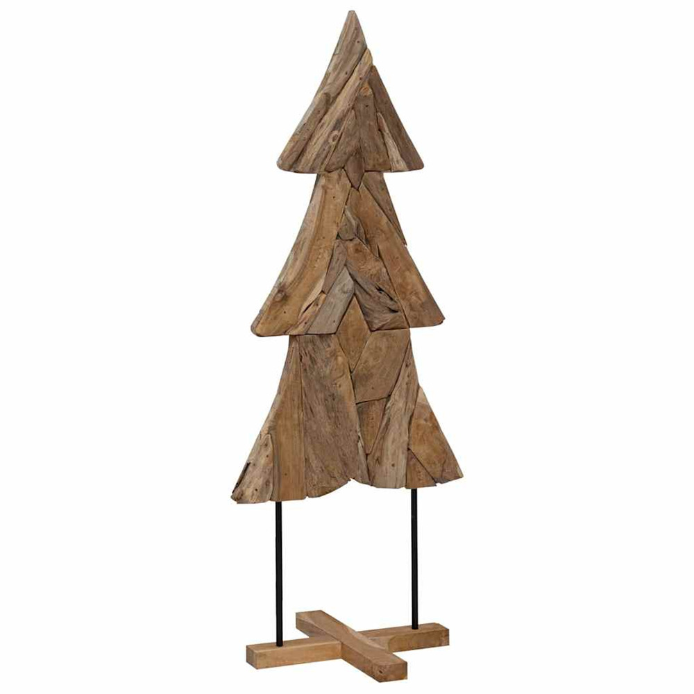 Sapin de noël avec support marron 150 cm bois de teck solide