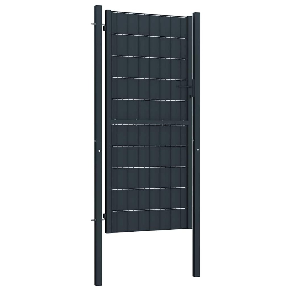 Portail de clôture en pvc et acier 100 x 124 cm anthracite