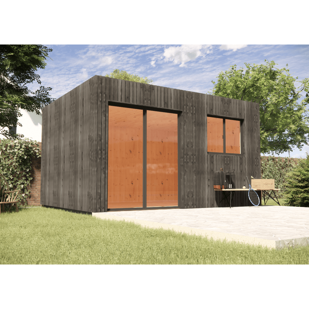 Bureau de jardin ossature bois en bois 4,4 x 3,5 x 2,7 m avec plancher isolé
