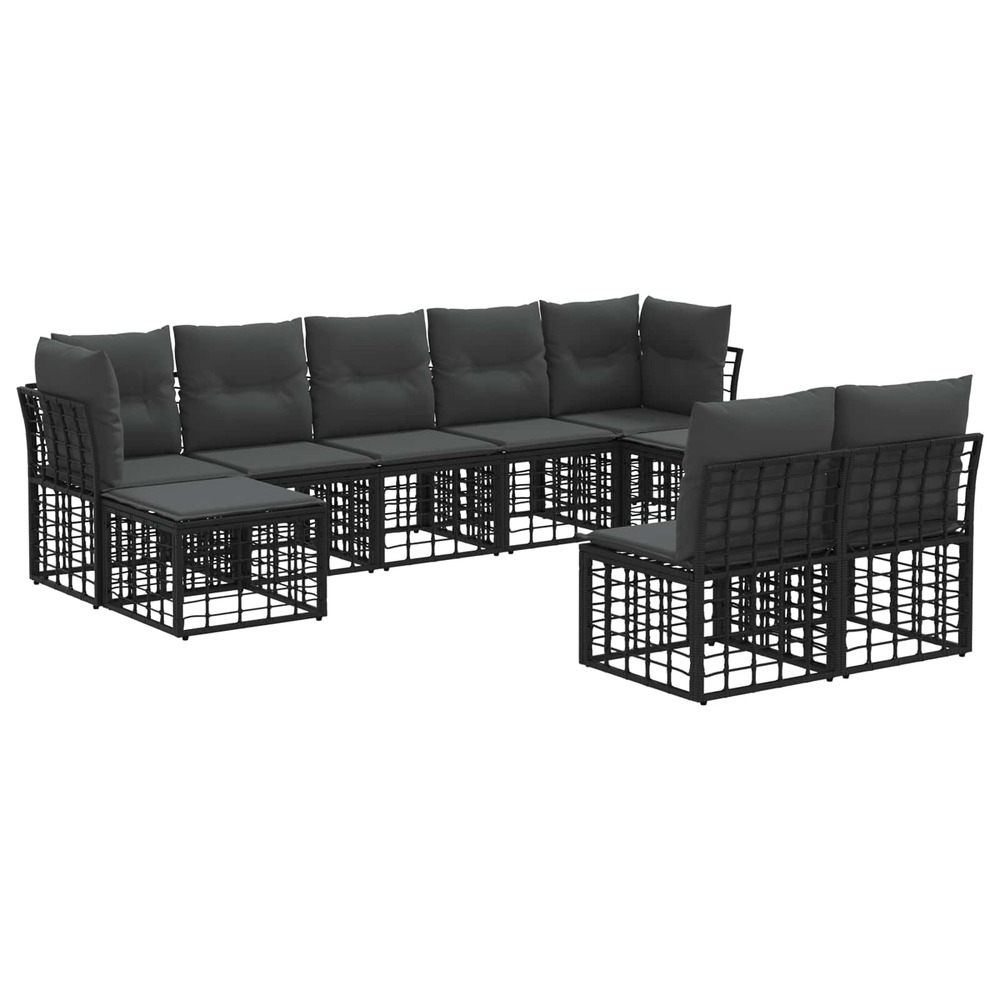 Ensemble de canapés d'extérieur noir et gris foncé polyester