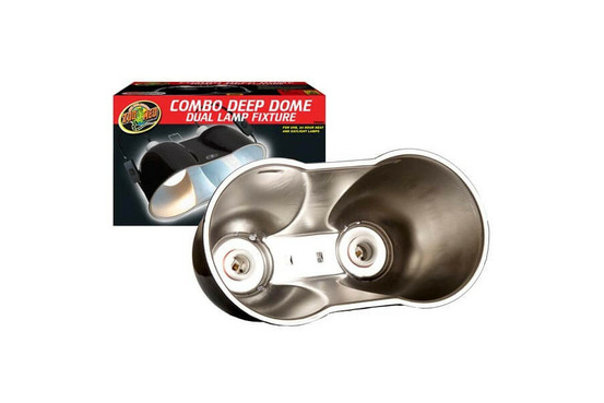 Support de lampe - combo deep dome large - double support d'ampoule chauffante / uvb pour reptiles (lézards, serpents, tortues)