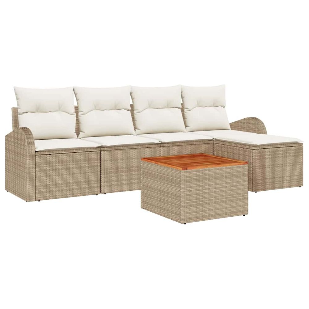 Ensemble de canapé de jardin 6 pc beige et crème polyrotin