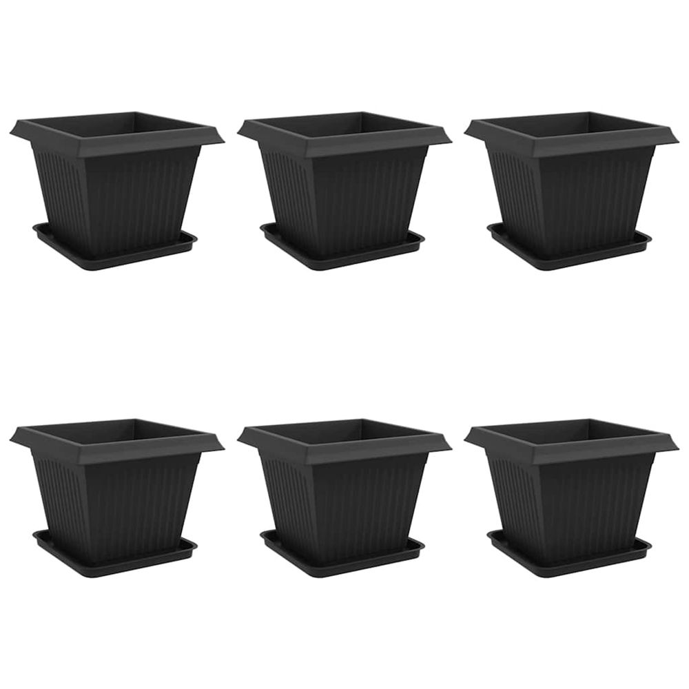 Pots de plantes 6 pc noir plastique