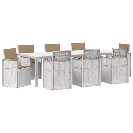 Ensemble de salle à manger pour jardin 9 pc blanc et taupe pp