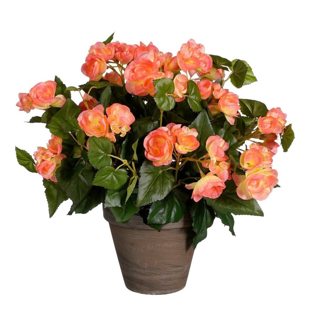 Mica decorations plante artificielle bégonia - h37 cm - rose saumon