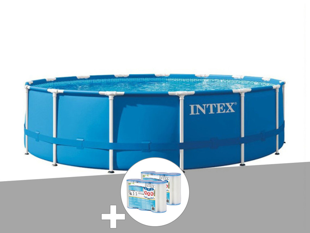 Kit piscine tubulaire metal frame ronde 4,57 x 1,22 m + 6 cartouches de filtrat